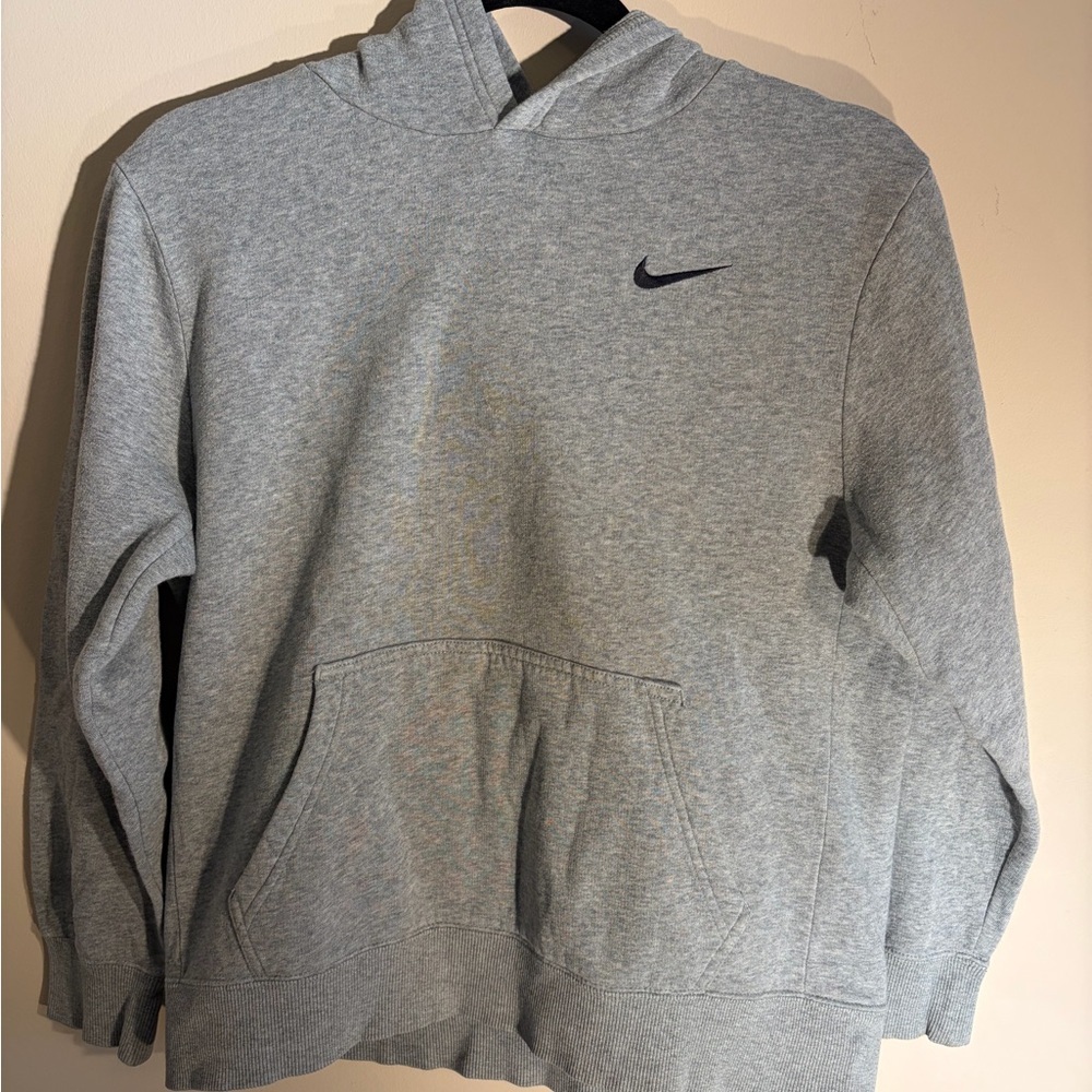 Nike Gray Pullover Hoodie with Swoosh Boy Large